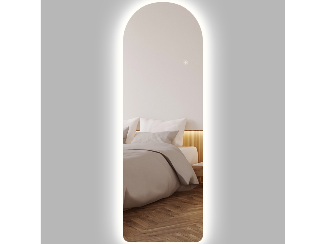 Espejo de pared LED de 120x40cm con luz de arco ajustable.