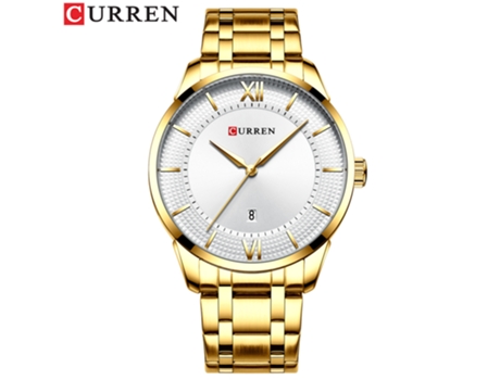 Relojes para Hombre, Relojes de Pulsera de Acero Inoxidable de Negocios analógicos con Fecha, Reloj de Moda para Hombre-Concha Dorada Blanca LUUCOZK