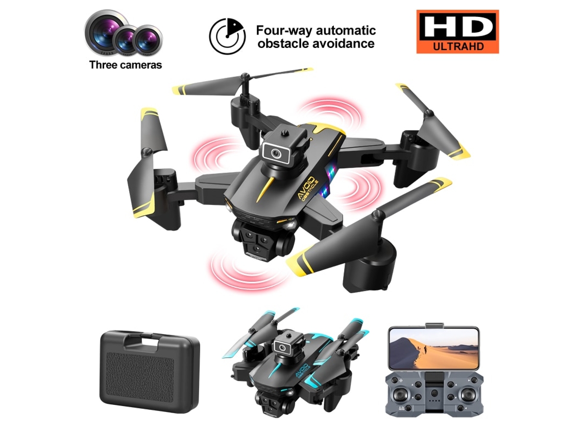 Dron plegable de cuatro ejes Bestvite KY605s para evitar obstáculos (2 baterías, 15 min de autonomía, amarillo)