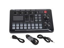 Placa De Som Ao Vivo F998 16 Bits 44.1khz Mixer Dual Channel Compatível Com Celular E Computador