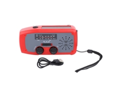 Radio De Emergencia Con Manivela Y Panel Solar Am/fm Noaa, Linterna Led, Batería De 2000 Mah, Portátil, Color Rojo.