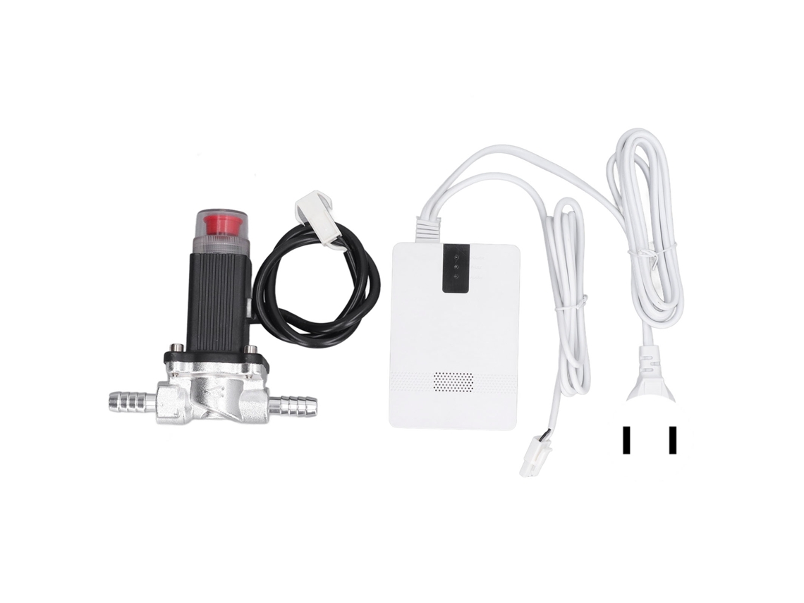 Detector De Fugas De Gas Con Alarma Sonora Y Visual Y Válvula De Cierre Automático. Enchufe Estadounidense De 12 V Cc.