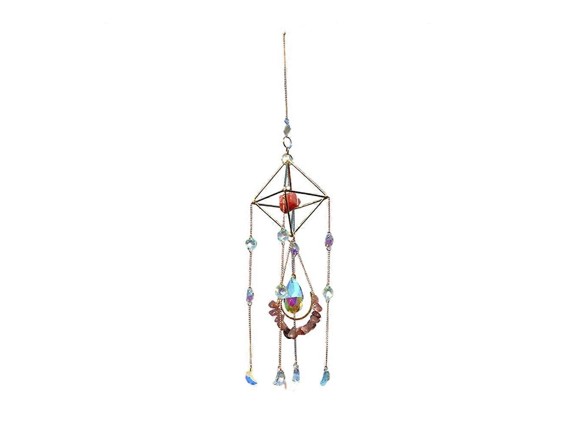 Colgante de cristal para atrapasol, carillón de viento arcoíris, decoración navideña para árbol de exterior.