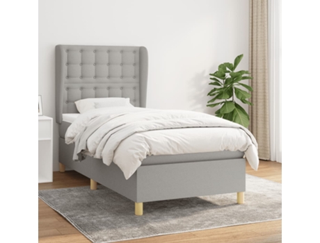 vidaXL Cama con somier y colchón 90x190 cm tela gris claro