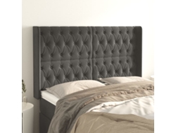 Cabecero Con Orejas De Terciopelo Gris Oscuro 163x16x118/128 Cm