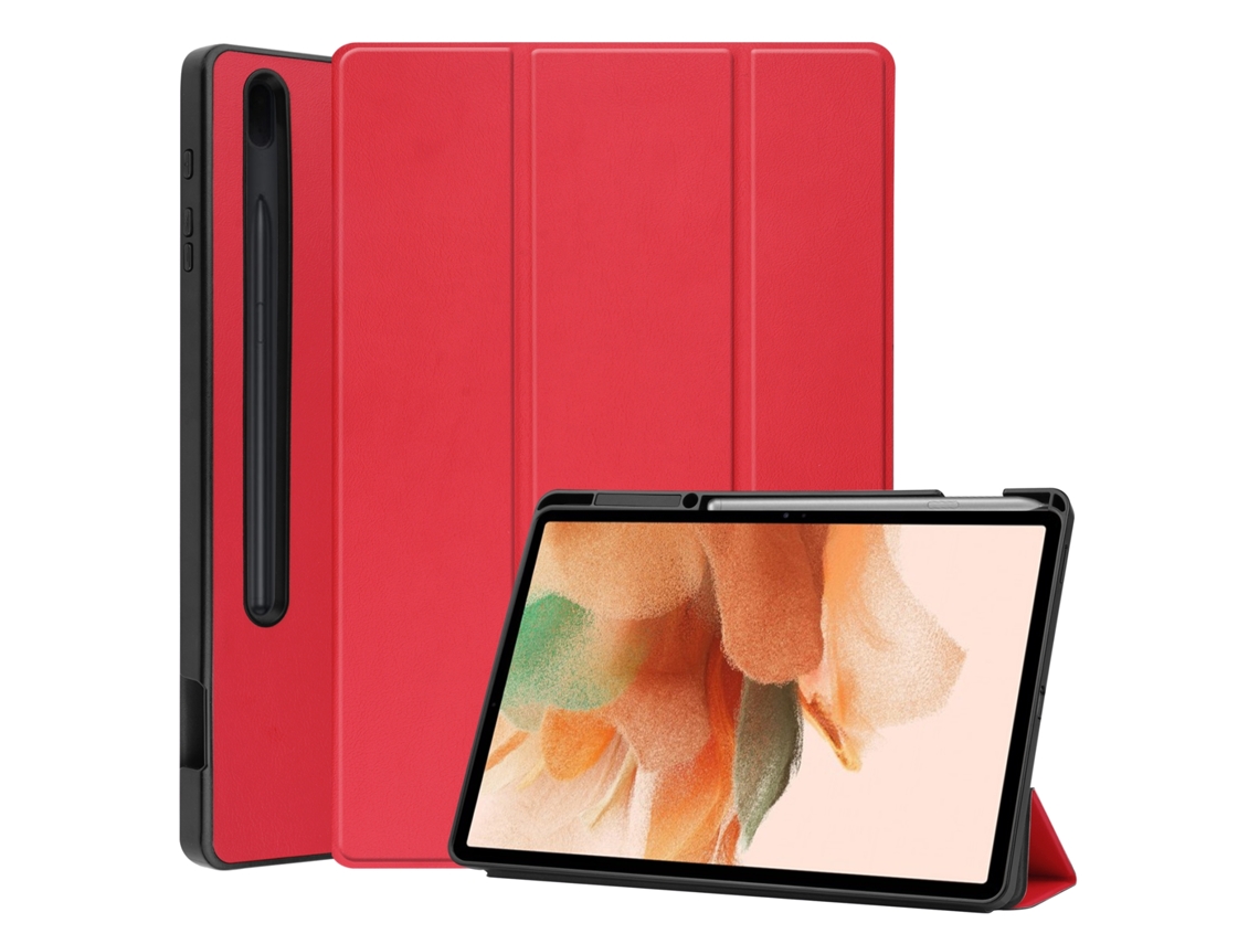 Funda Yuysan para Samsung Galaxy Tab S7 Lite T730/T735 con triple soporte y función de reposo/activación (roja)