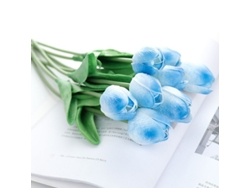 2026-12 Tulipanes Artificiales De 35 Cm, Flores De Poliuretano Suave, Decoración Para Salón, Boda Y Fiestas (azules)