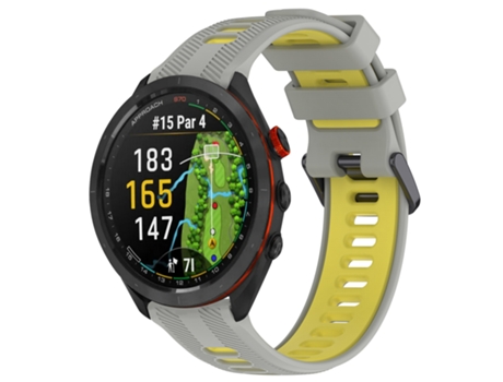 Correa smartwatch para Garmin Approach S70 47mm bicolor silicona sport (gris + amarillo)