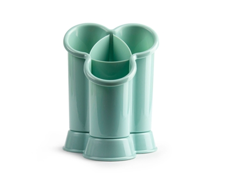 PLASTIC FORTE Escurre Cubiertos de Cocina Trébol Con Base Incorporada Verde