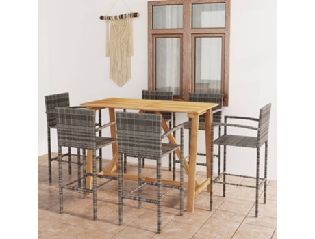 MAISON EXCLUSIVE Conjunto de bar para jardín 7 piezas gris
