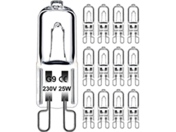 Rebe-bombilla G9 Halógeno 25w 230v Regulable Luz Blanca Cálida, Tolerancia 300c, Para Horno Microondas Cocina Luces Techo, Paquete De 12