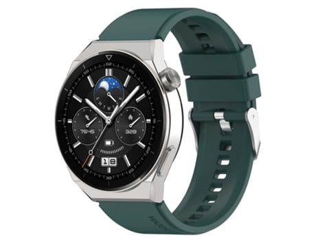 Correa de reloj inteligente para Huawei Watch GT3 46 mm 22 mm Correa de silicona con cabeza sobresaliente Hebilla plateada (verde oscuro)