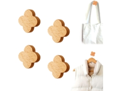VVJIJILLY Ganchos Adesivos De Madeira De Faia, Pack De 4, Para Casacos, Toalhas E Decoração Criativa.