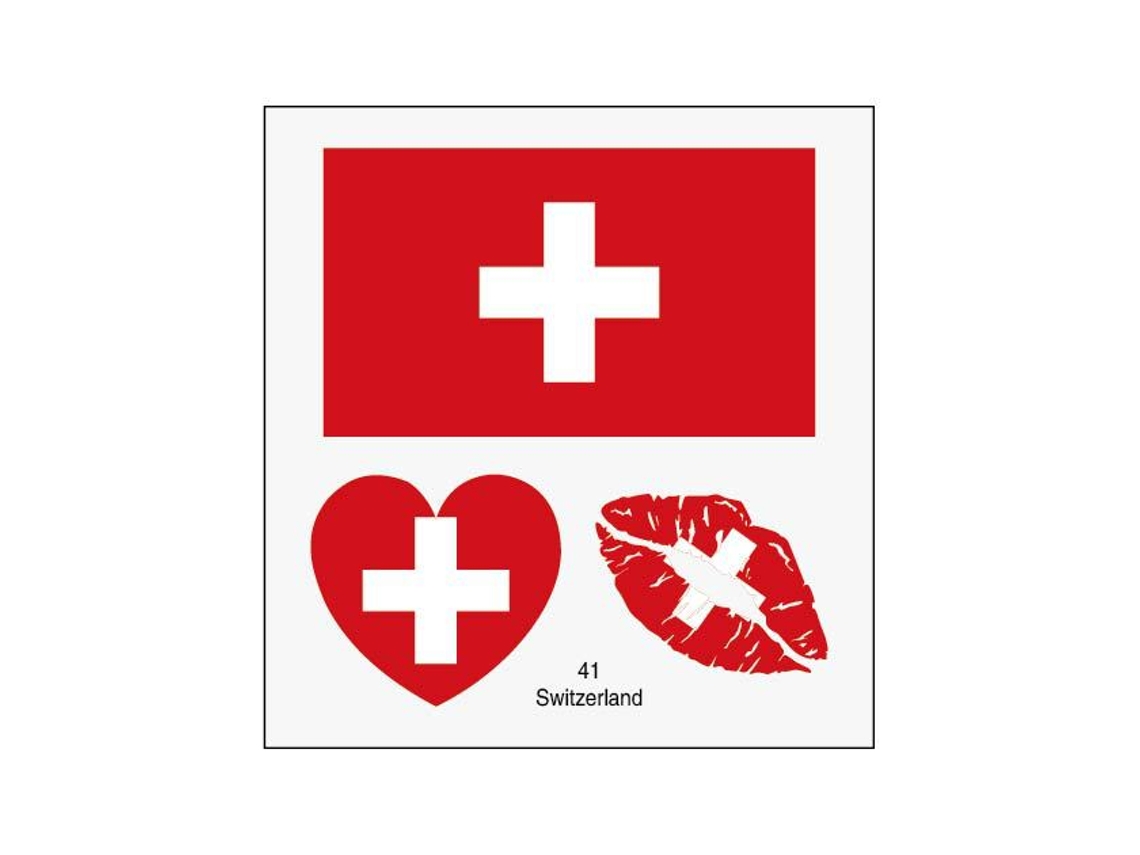 (suiza) 50 Tatuajes Temporales De La Bandera Nacional, Pegatinas Faciales Transferibles Al Agua.