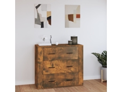 Aparador Madera Contrachapada Color Roble Ahumado 80x33x70 Cm