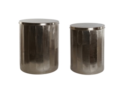 Set 2 Mesita Auxiliar Metal Tapa Dorado 42x42x52cm