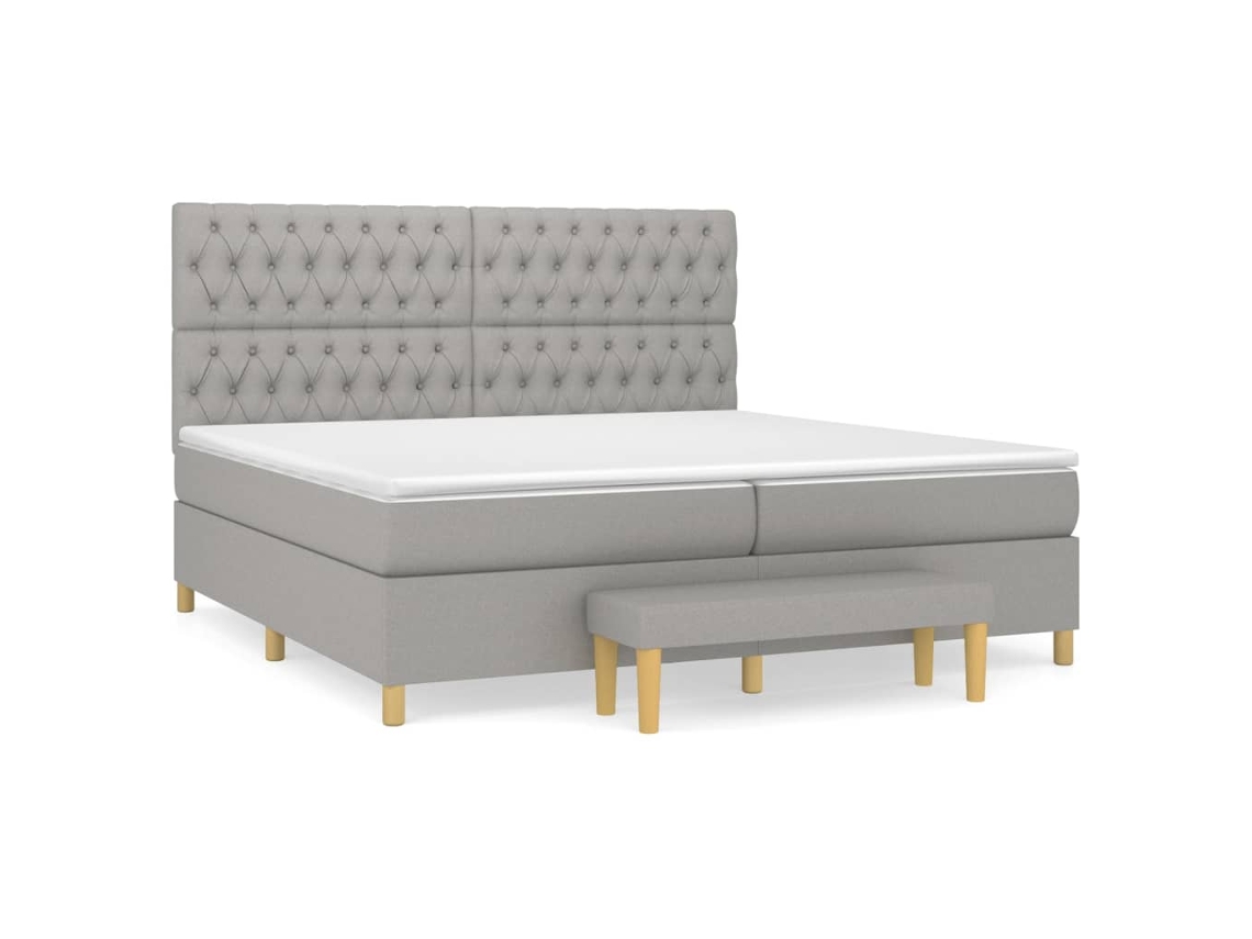 Maison Exclusive - Cama Box Spring Con Colchón Tela Gris Claro 200x200 Cm
