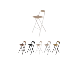 Taburete Plegable Alto De Metal Extra Grueso Con Reposapies Para Cocinas Y Bar | Silla Con Respaldo Resistente Blanca / Haya Unidad
