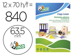 Etiqueta Adhesiva Tico Amarillo Fluor Permanente Fsc Laser/Inkjet/Fotocopia Redonda 63,5 Mm Caja De 840 Unidades AVERY