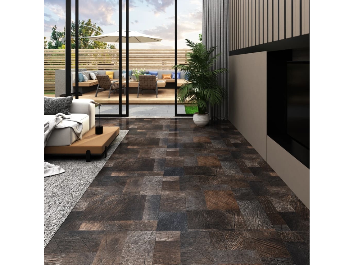 Lama De Suelo Autoadhesiva Pvc Estructura Madera Marrón 5,11 M²