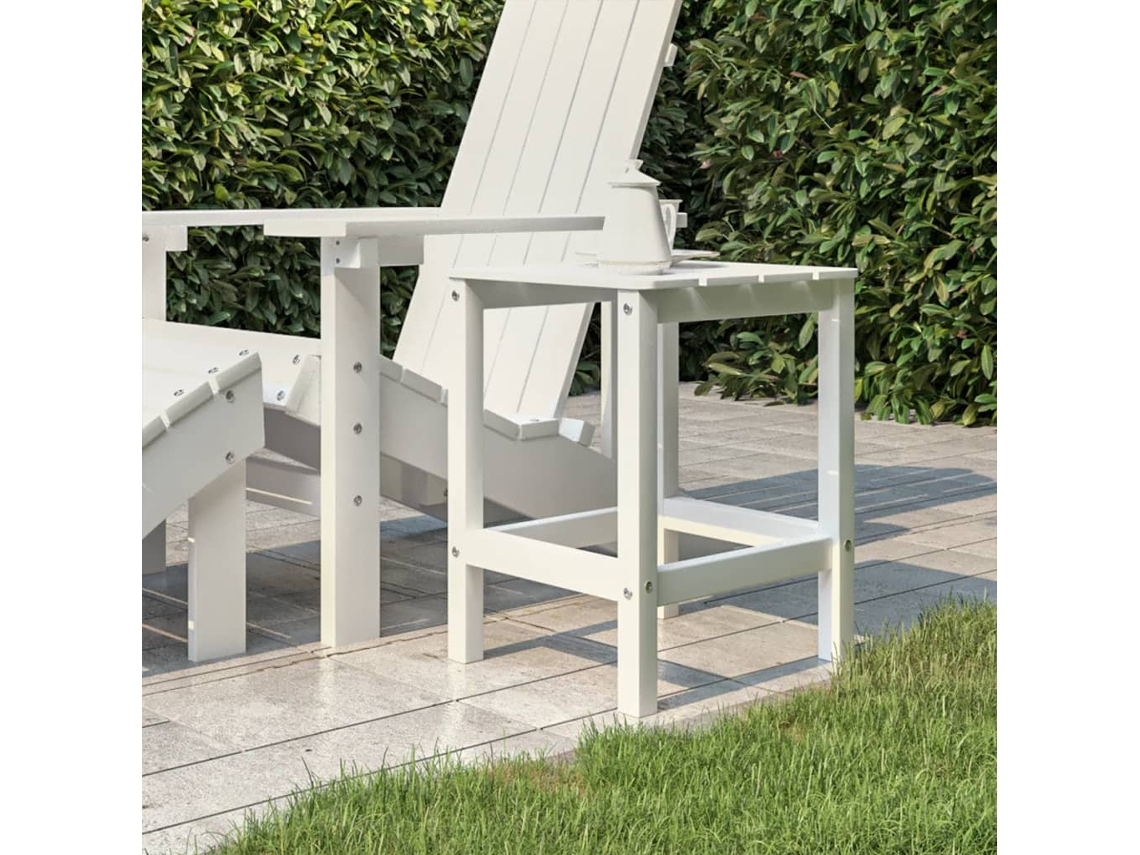 Mesa de jardín LOVELY HOME Adirondack con patas de PEAD en color blanco (38 x 38 x 46 cm)