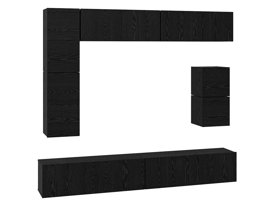 Maison Exclusive - Conjunto De Mueble De Tv 8 Pcs Roble Negro Madera Contrachapada
