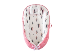Cuna portátil con almohada para bebés de 0 a 24 meses, 85 x 50 cm, rosa. PANOONA