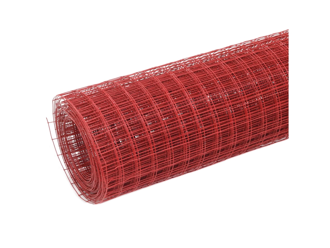 Cerca de alambre para gallineros de 10 x 0,5 m, de acero con revestimiento de PVC rojo Wsd55344 Lovely Home