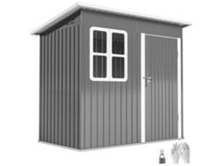 Caseta Jardín Acero Ventana Puerta Cerradura 221x133x190 Gris
