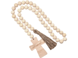 Guirnalda Colgante Cuentas Madera Beige Borlas Rústicas Forma Elegante Decoración Paredes Jarrones Práctica