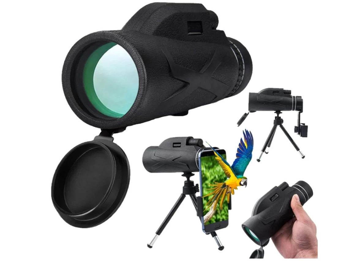 Telescopio monocular HD de alta potencia 80 x 100 con soporte para teléfono inteligente y trípode Bestvite Monocular impermeable para baja visión