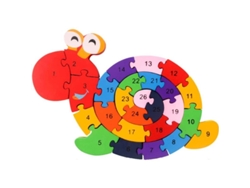 Rompecabezas De Madera Con Caracol, Letras Y Números, Bloques De Construcción Para Niños De 3 A 5 Años.