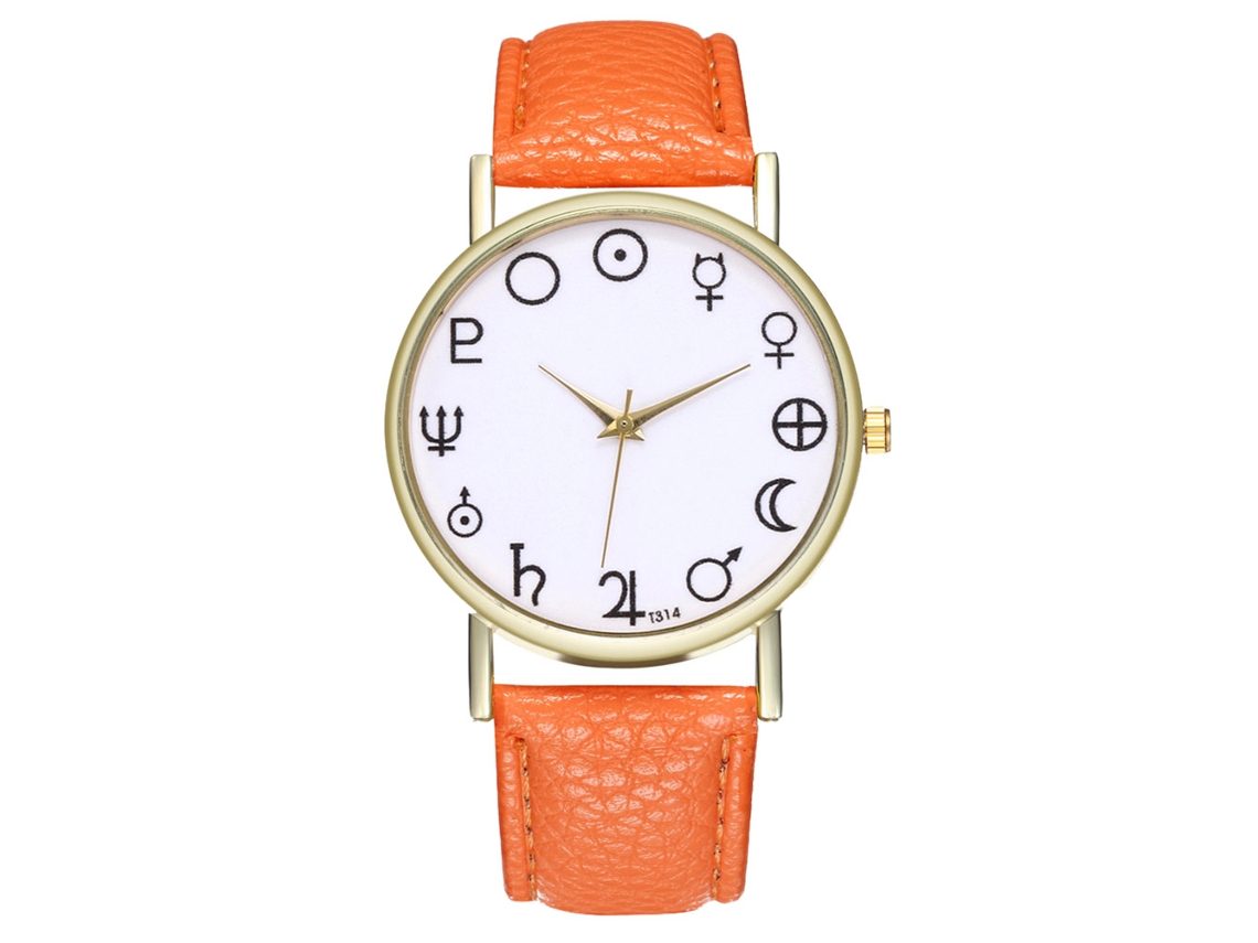 Reloj De Pulsera Analógico De Cuarzo Zhoulianfa Con Elegante Correa De Pu Naranja, Unisex.