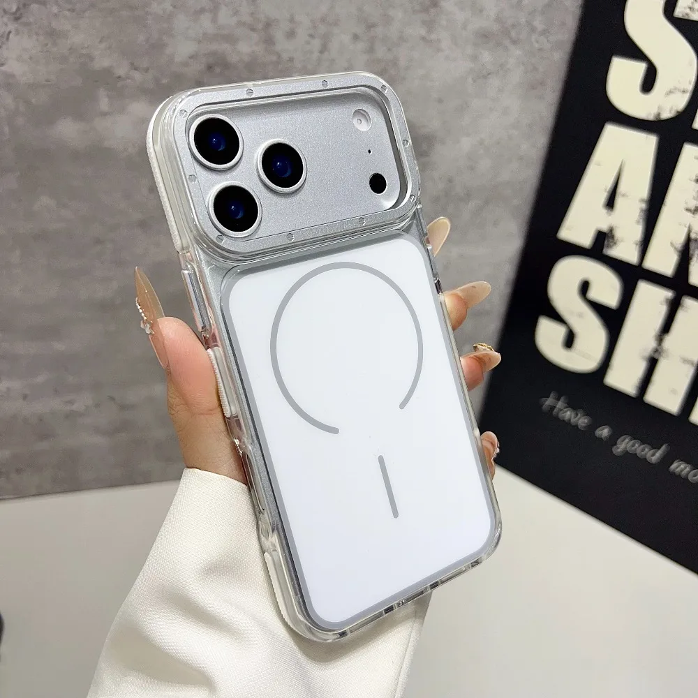 (iphone 12 Pro, Blanco) Funda Con Bisel Transparente Para Iphone Con Cubierta Trasera Magnética Magsafe.