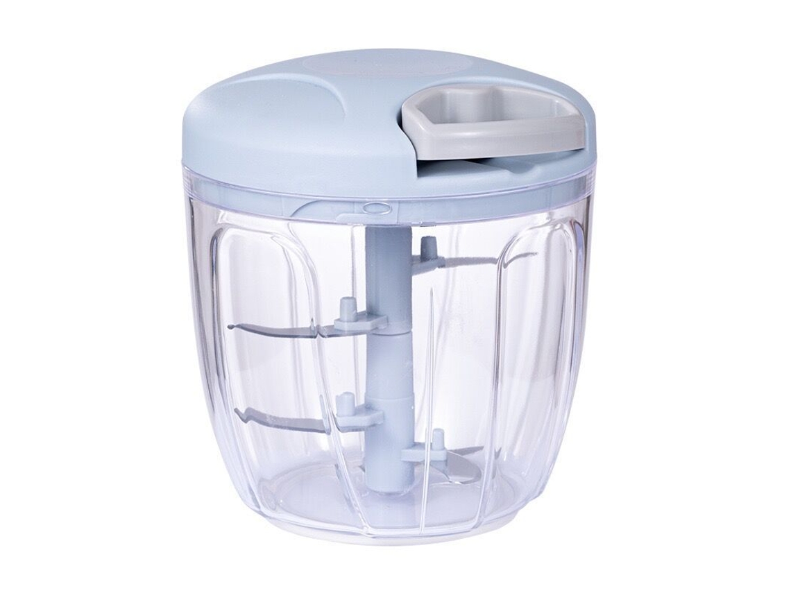 Cuich Batidora Picadora de Ajos y Verduras Portátil en Acero Inoxidable Mango Manual Azul