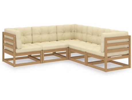 Conjunto 5 de muebles de jardín VIDAXL y cojines madera maciza pino