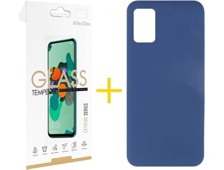 Funda y Protector de Vidrio 1x Samsung Galaxy A31 SKYHE Silicona Líquida Azul
