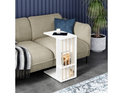 Mesa auxiliar Siikainen con ruedas aglomerado 65x44x29cm - Blanco [EN.CASA]