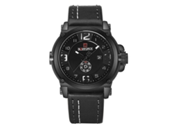 Reloj Hombre Naviforce Resistente Al Agua Cuarzo Correa Pu Calendario Negro Blanco