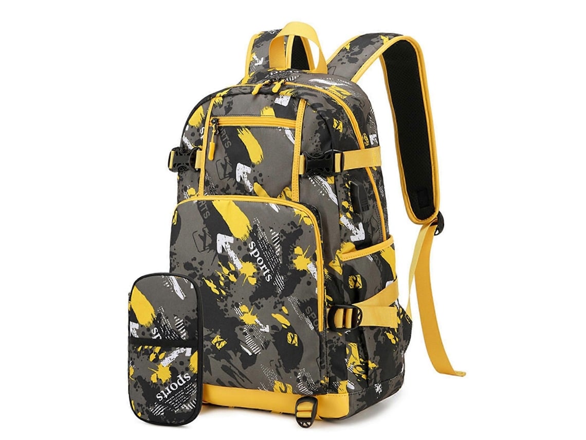 Mochila escolar práctica con estuche para lápices, mochila grande para estudiantes, mochila para portátil con múltiples bolsillos, negra, talla L