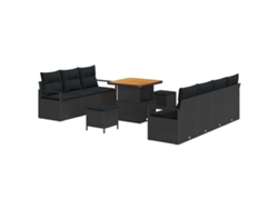 Maison Exclusive - Conjunto De Sofá De Jardín Con Cojín Con Almohada 10 Pcs Negro