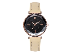 Reloj De Pulsera De Cuarzo Para Mujer Con Correa De Pu Y Esfera Redonda Beige.