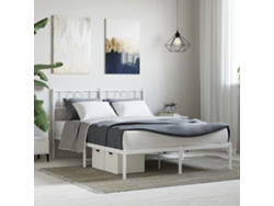 Estructura Cama Sin Colchón Con Cabecero Metal Blanco 140x200cm