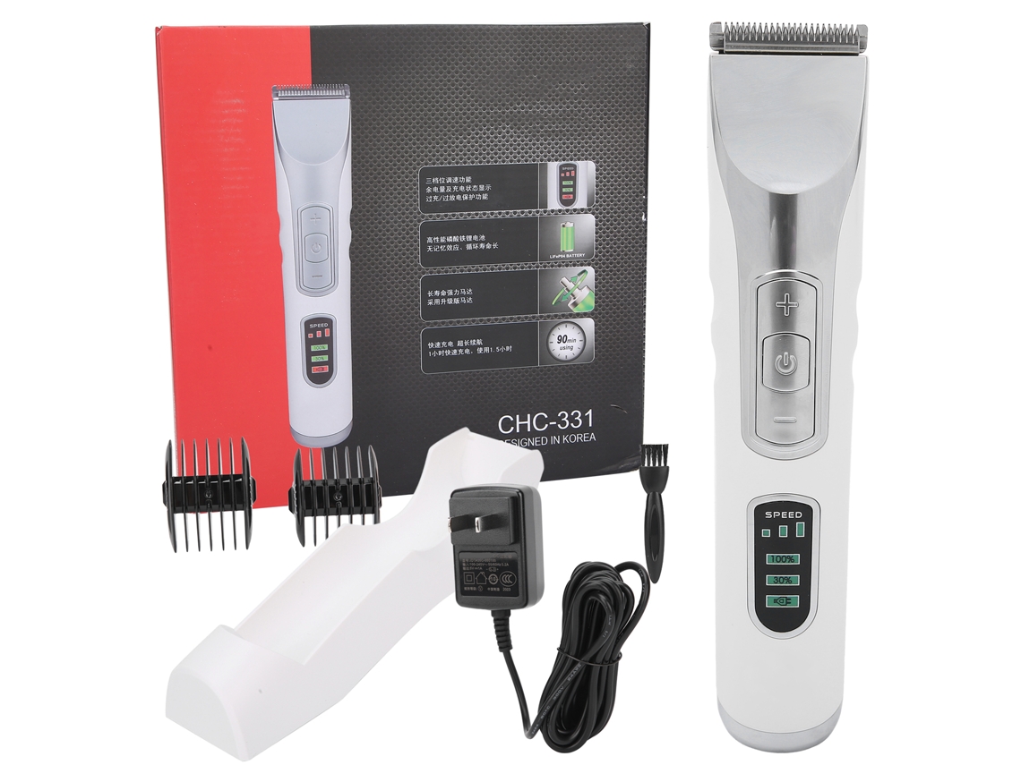 Máquina de cortar cabelo elétrica masculina 2026 com 2 pentes guia, ferramenta de corte 100-240V