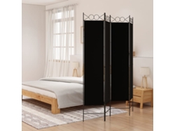 Biombo Divisor De 4 Paneles De Tela Negro 160x200 Cm