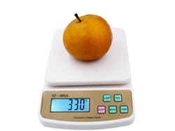 Balanza electrónica de precisión, 10 kg/g, con pantalla LCD y retroiluminación.