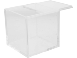 Caja de joyería de acrílico transparente, 9x9x9 cm, organizador de anillos compacto con tapa.