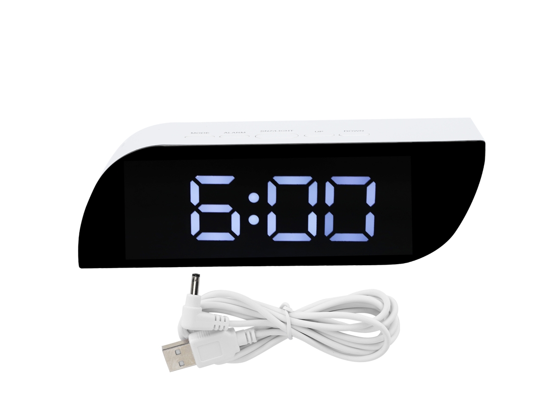 Reloj digital LED con alarma y luz nocturna, reloj de mesa y de noche ajustable Brillo Ghy-0801 blanco