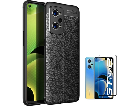 Kit Carcasa + Protector de Pantalla Realme GT Neo 2 5G Rugged Leather Negro
