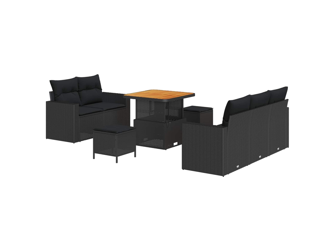 Maison Exclusive - Conjunto De Sofá De Jardín 8 Pcs Negro Ratán Sintético